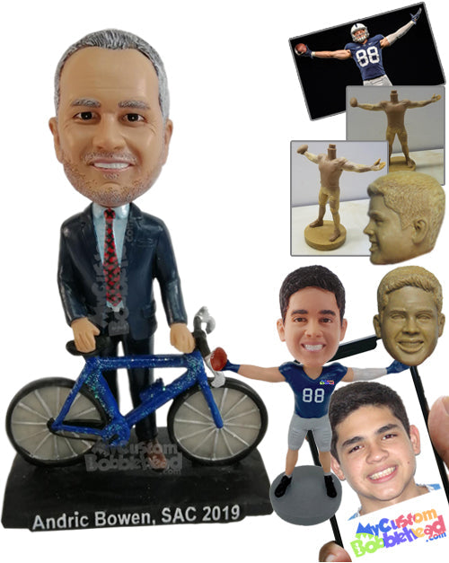 Businessman Promoting Healthy Bicycle Transport Personalized Bobblehead