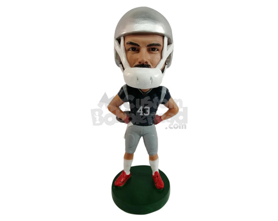 Football Player All Geared Up and Ready to Win the Game Personalized Bobblehead