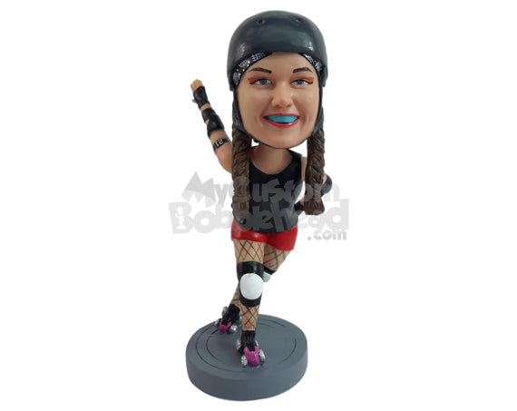 Rollerblader ready to make her best move Personalized Bobblehead