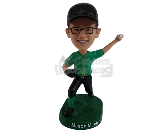 Youthful Baseball Player Enjoying the Game Personalized Bobblehead