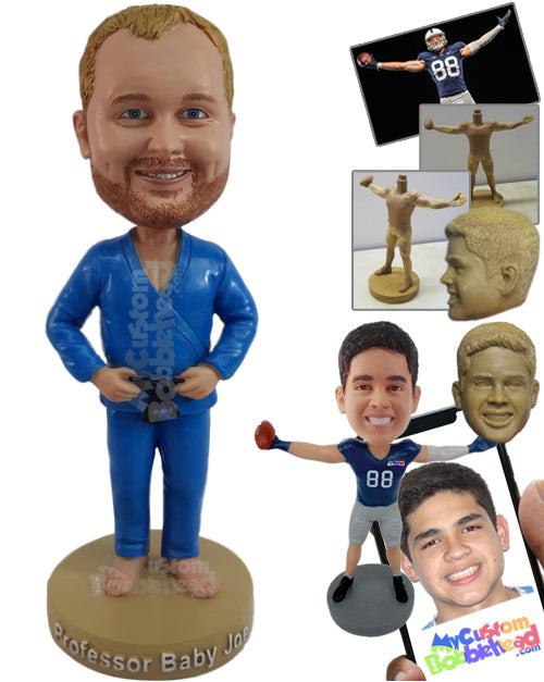 Judo expert wearing a judogi outfit ready to fight Personalized Bobblehead