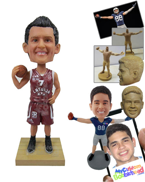 Cool Basketball Player Looking at the Court Personalized Bobblehead