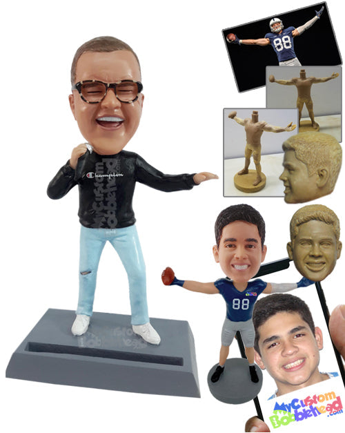 Stylish singer having a great time hitting high notes Personalized Bobblehead