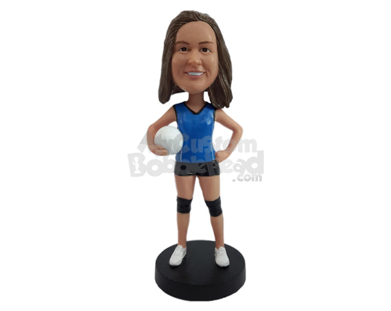 Custom Bobblehead Athletic Volleyball player wearing jerseyu and holding the ball - Sports & Hobbies Volleyball Personalized Bobblehead & Action Figure