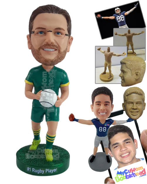 Best Rugby Player on the Field Ready to Kick the Ball Personalized Bobblehead