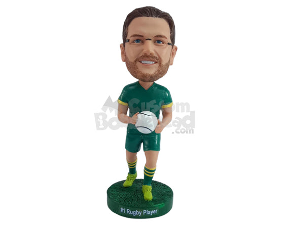 Best Rugby Player on the Field Ready to Kick the Ball Personalized Bobblehead