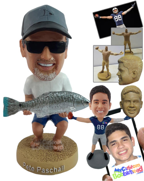 Great Dude Holding Beautiful Fish as a Prize Personalized Bobblehead