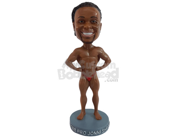 Custom Bobblehead Strong Body Builder making his best pose to win contest - Sports & Hobbies Weight Lifting & Body Building Personalized Bobblehead & Action Figure