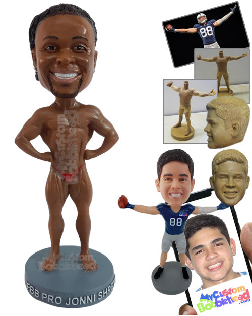 Strong Body Builder making his best pose to win contest Personalized Bobblehead