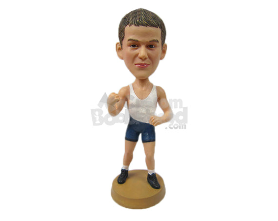 Tough Young Wrestler Ready to Fight Personalized Bobblehead