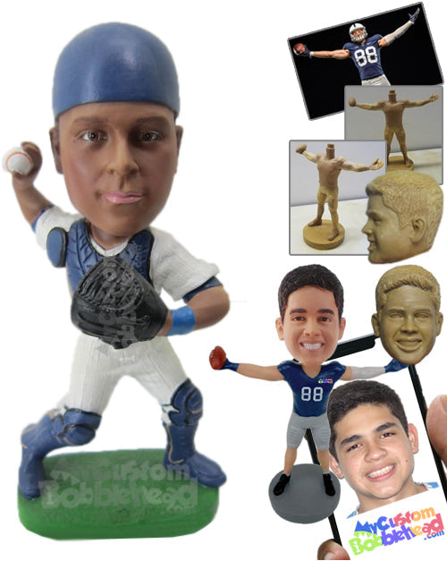 Baseball Pitcher in His Pitching Stand Personalized Bobblehead