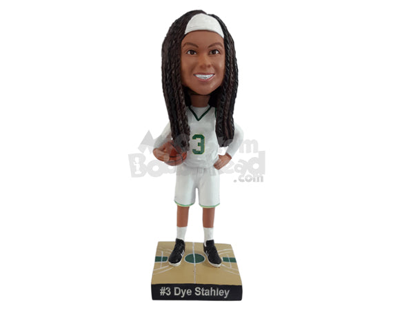 Female Basketball Player Ready to Win the Game on the Court Personalized Bobblehead