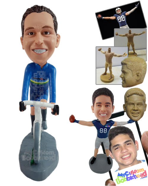 Happy and Healthy Cyclist Doing His Daily Routine Personalized Bobblehead