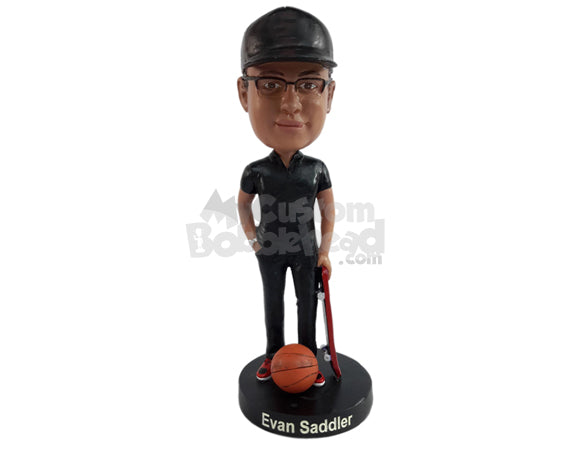 Roller skater basketball fan dude wearing a nice polo shirt, cool shoes Personalized Bobblehead