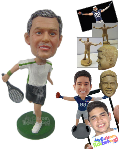 Male Tennis Player about to Win the Tournament Personalized Bobblehead