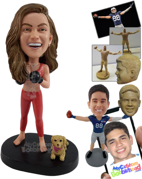 Female Boxing Fighter on a Daily Exercise Routine Personalized Bobblehead