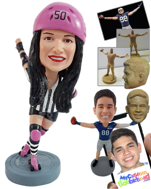 Rollerblader wearing a nice sporty outfit, cool blades Personalized Bobblehead