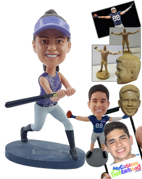 Dazzling Softball Player Ready to Hit a Home Run Personalized Bobblehead