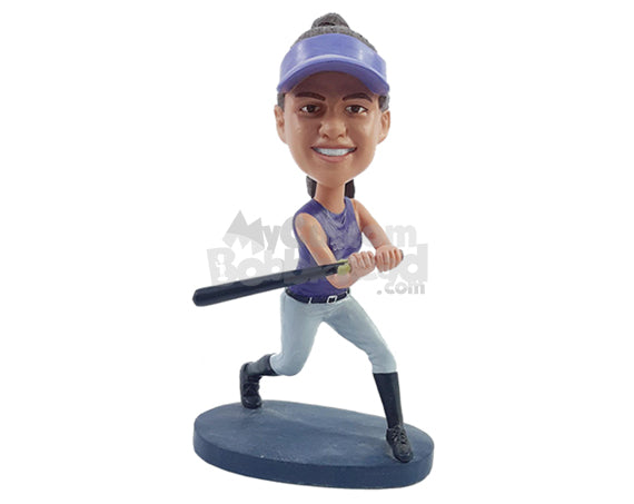 Dazzling Softball Player Ready to Hit a Home Run Personalized Bobblehead