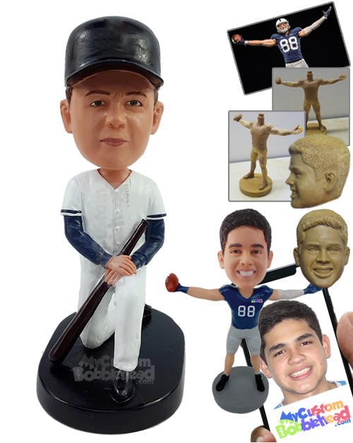 Baseball Player Posing for Team Photo Personalized Bobblehead