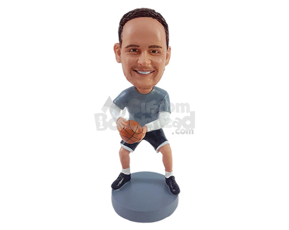 Sporty dude ready to play basketball with neighborhood friends Personalized Bobblehead