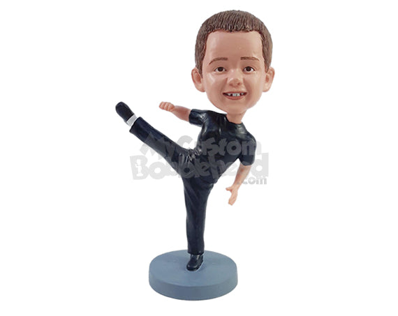 Custom Bobblehead Martal Art expert kicking high - Sports & Hobbies Boxing & Martial Arts Personalized Bobblehead & Action Figure