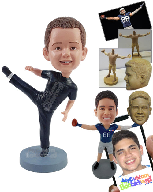 Martial Art expert kicking high Personalized Bobblehead