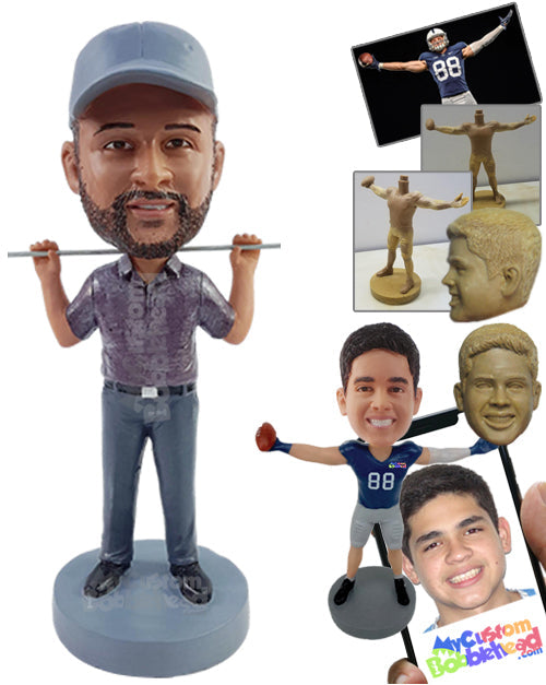 Relaxed coach ready to explain game tactics, hands up Personalized Bobblehead