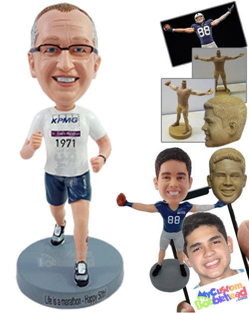 Expert Runner Participating in a Marathon Personalized Bobblehead