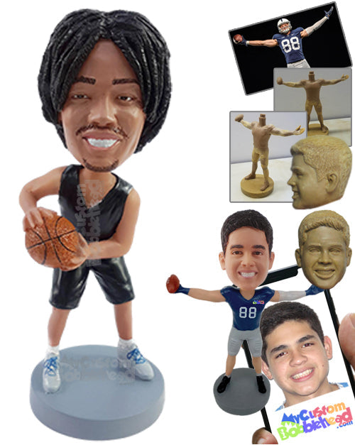 Cool Basketball Player Moving the Ball Wearing Sleeveless Jersey and Shorts Personalized Bobblehead