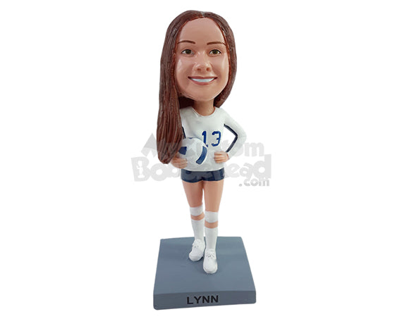 Volleyball Player Posing with Ball Personalized Bobblehead