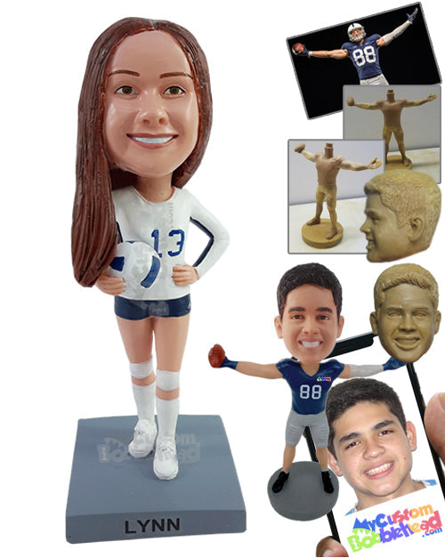 Volleyball Player Posing with Ball Personalized Bobblehead