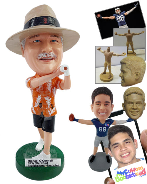 Vacaional guy playing wearing nice Hawaiian shirt and shorts swinging the golf ball Personalized Bobblehead