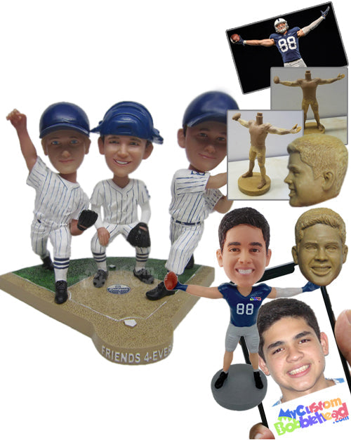 Baseball Trio in Action Personalized Bobblehead