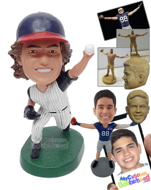 Fast Baseball Pitcher Throwing the Ball at the Opponent Personalized Bobblehead