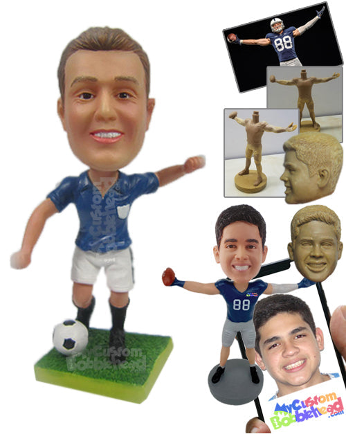 Male Soccer Player Ready to Kick the Ball to Score Goals Personalized Bobblehead