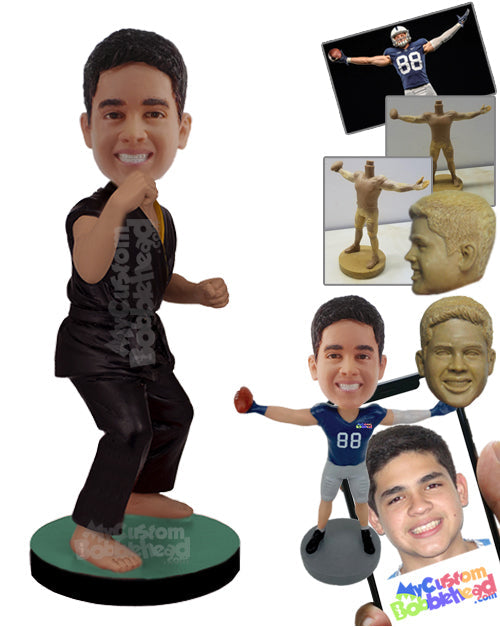 Mean Karate fighter making a stand for his next winning move Personalized Bobblehead