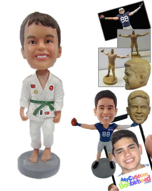 Kid Judo in Martial Arts Attire Ready for His First Butt-Kicking Lesson Personalized Bobblehead