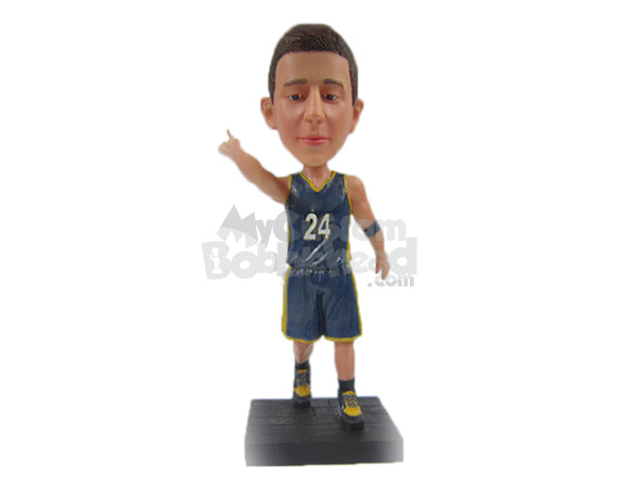 Superstar Basketball Player Showing Where to Pass the Ball Personalized Bobblehead