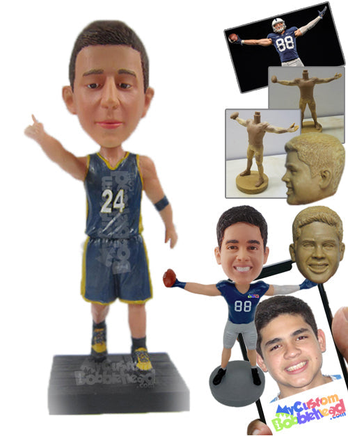 Superstar Basketball Player Showing Where to Pass the Ball Personalized Bobblehead