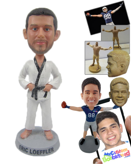 Karate Guy Wearing Karate Outfit Getting Ready to Fight Any Opponent Personalized Bobblehead