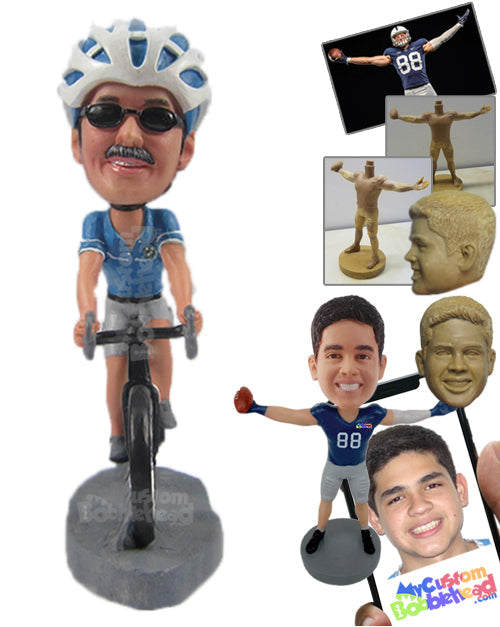 Cool Dude on a Fast Race Road Bicycle Personalized Bobblehead