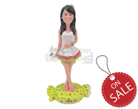 Custom Bobblehead Sexy Female Dancer In Cute Dancing Attire - Sports & Hobbies Cheerleading Personalized Bobblehead & Cake Topper