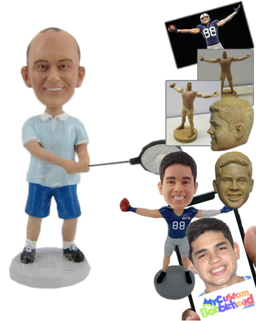 Badminton Player in Action Shot Pose Personalized Bobblehead