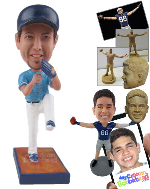 Handsome Softball Pitcher about to Pitch the Ball Hard Personalized Bobblehead