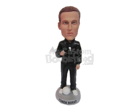 Custom Bobblehead Male Coach Giving Some Instructions To The Team - Sports & Hobbies Coaching & Refereeing Personalized Bobblehead & Cake Topper