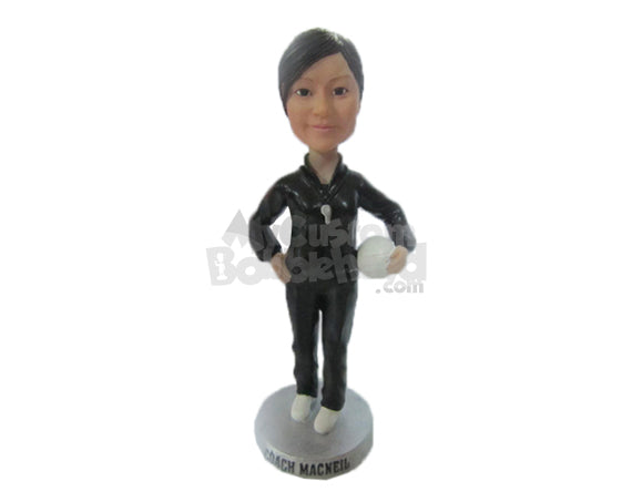 Custom Bobblehead Female Coach Giving Some Instructions To The Team - Sports & Hobbies Volleyball Personalized Bobblehead & Cake Topper