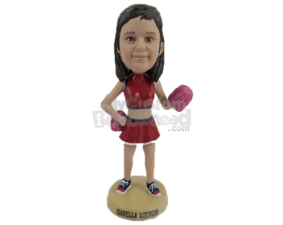 Custom Bobblehead Gorgeous Female Cheerleader Cheering For Her Team - Sports & Hobbies Cheerleading Personalized Bobblehead & Cake Topper