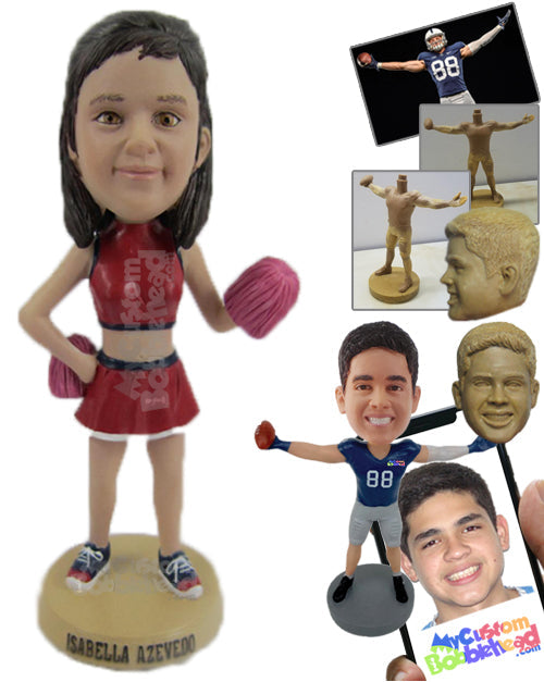 Gorgeous Female Cheerleader Cheering for Her Team Personalized Bobblehead