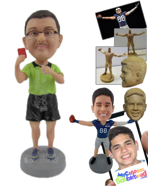 Soccer Referee Showing a Red Card Personalized Bobblehead